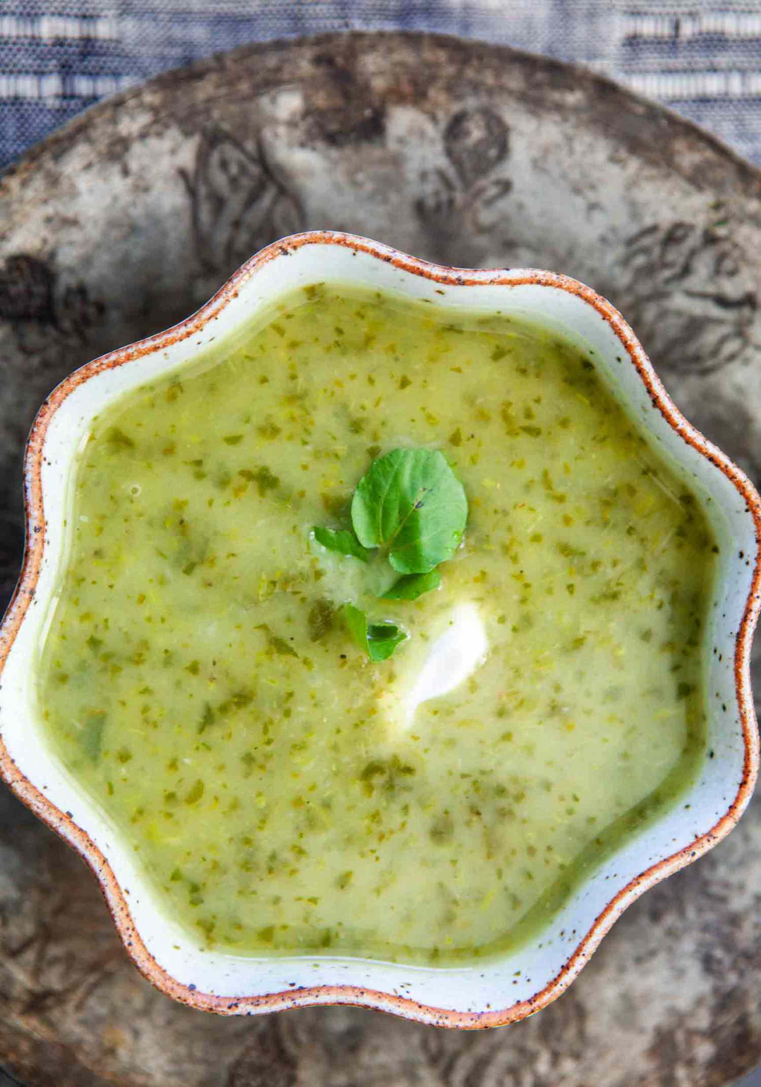 Fresh watercress soup, ready to eat