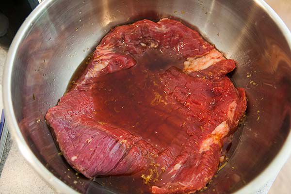 meat in teriyaki steak marinade 