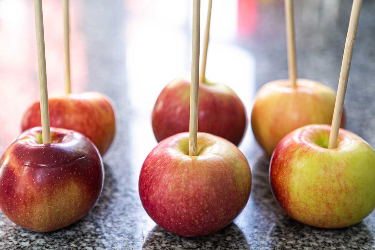 Caramel Apples apples on a stick