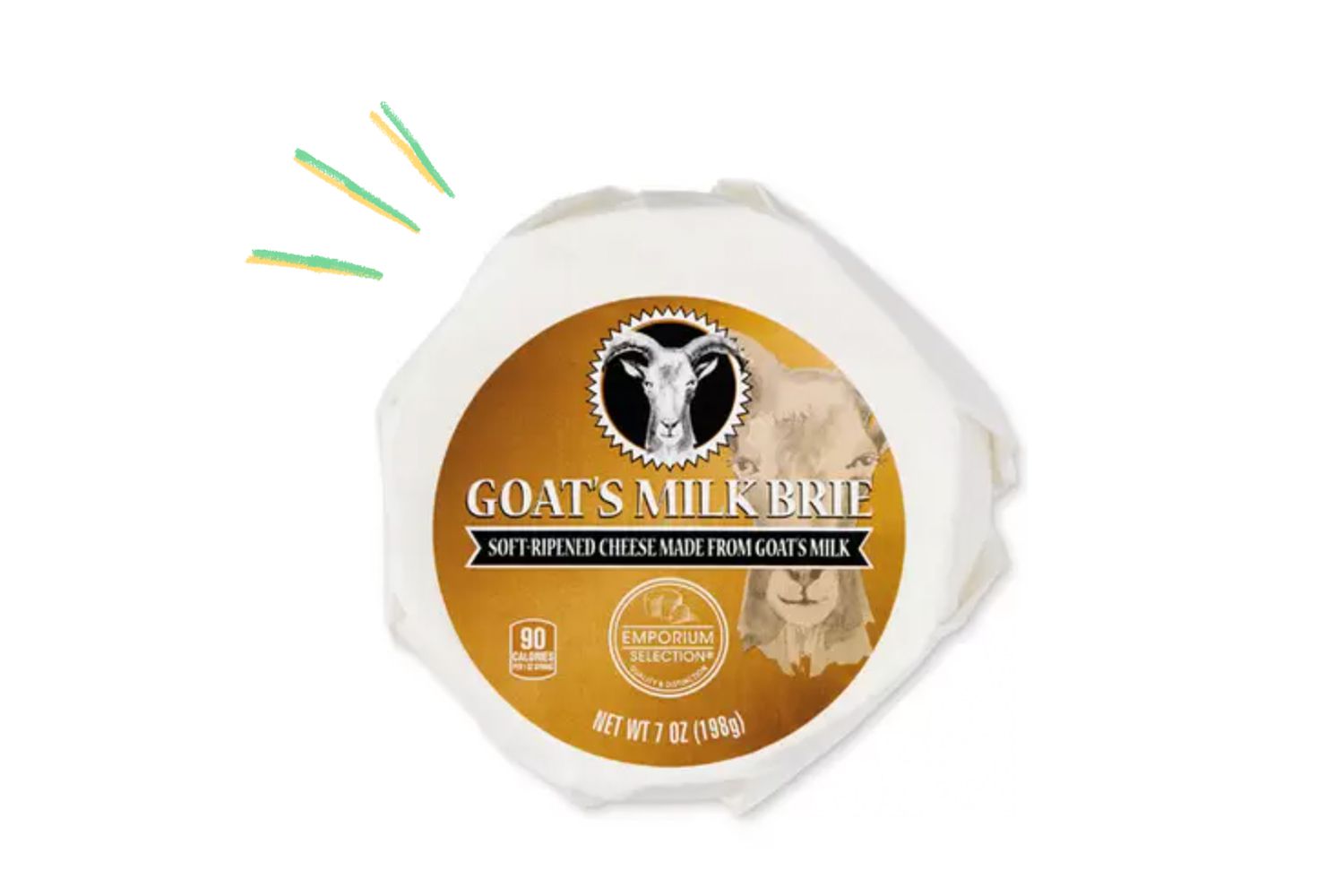 Goat's milk brie in its packaging
