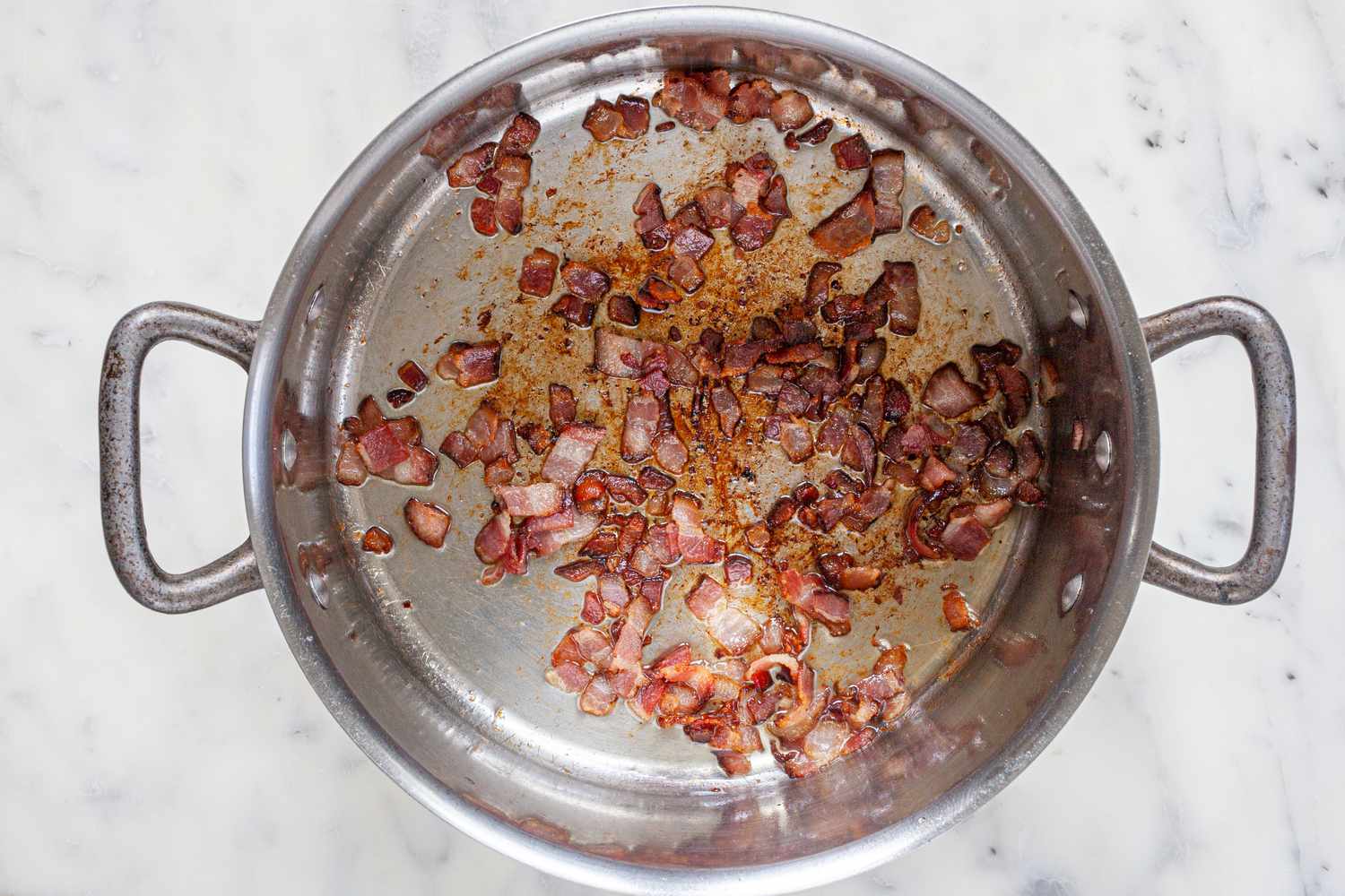 Bacon Slices Cooked in a Pot for Corn and Crab Chowder Recipe 
