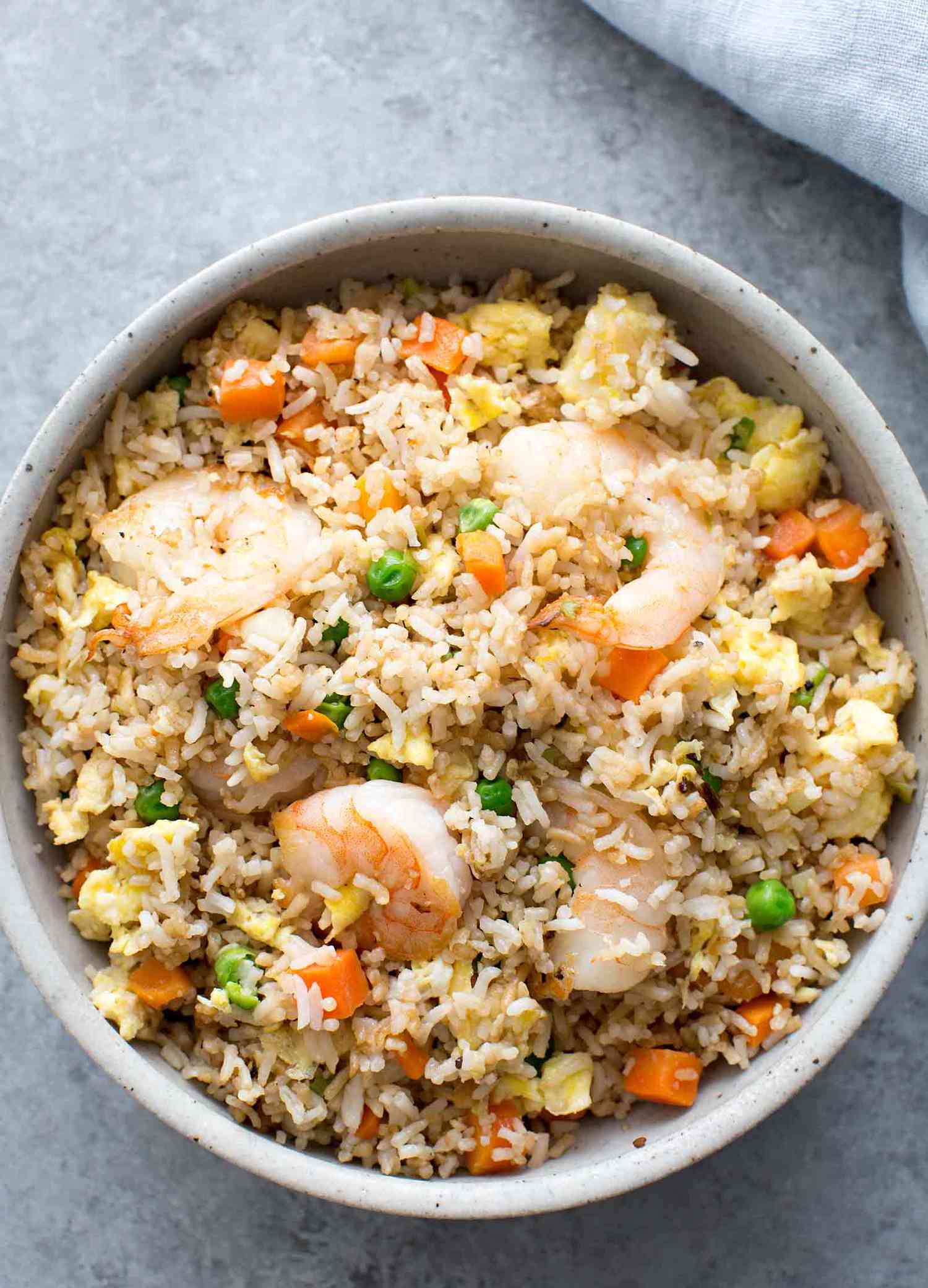 A bowl of shrimp fried rice