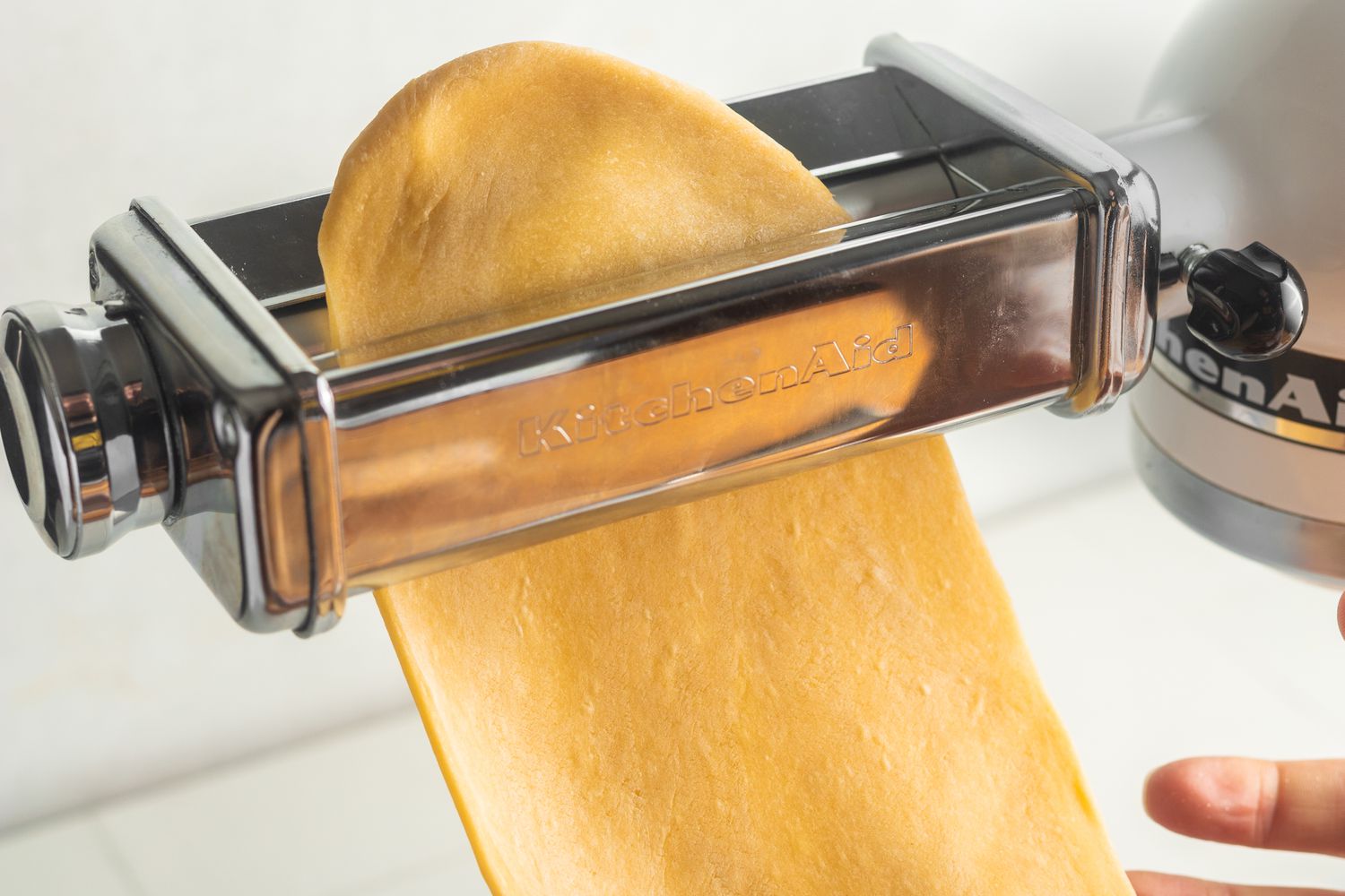 Dough Run Through a Pasta Maker Attachment on a Kitchen Aid 
