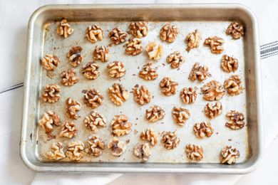 Toasted Walnuts on a Baking Pan