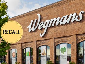 Wegmans storefront with recall sticker over it