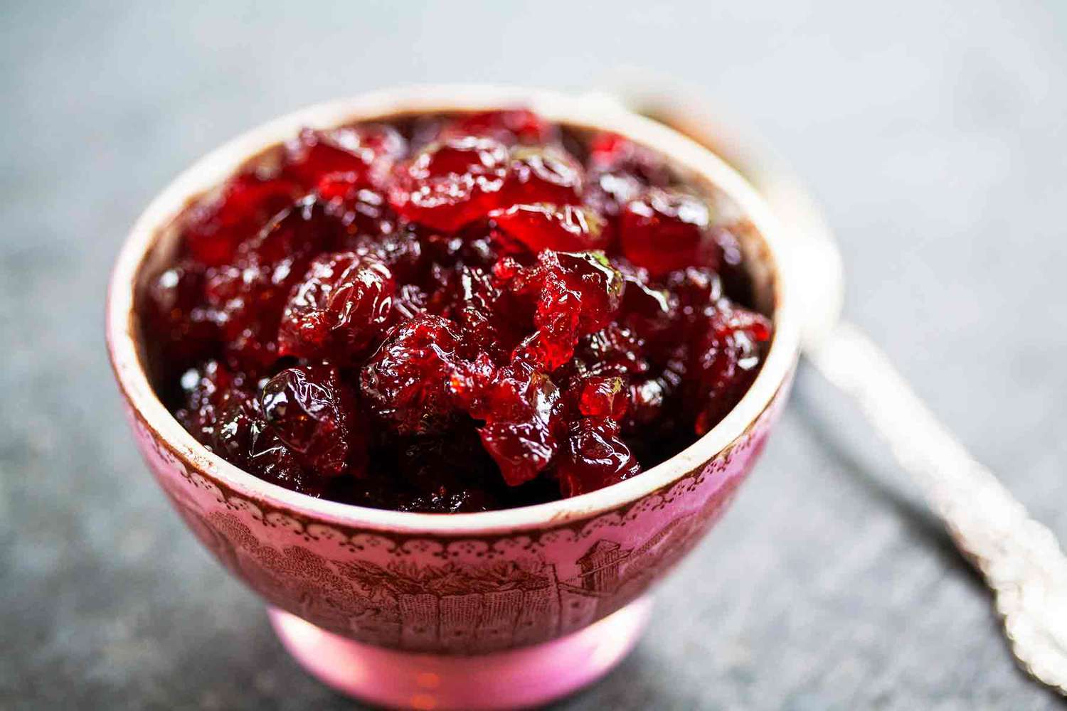 A bowl of brandied cranberries