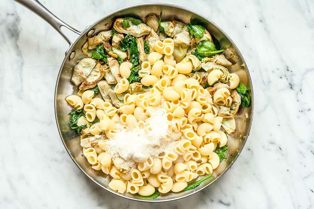 Pasta artichoke hearts spinach add the pasta