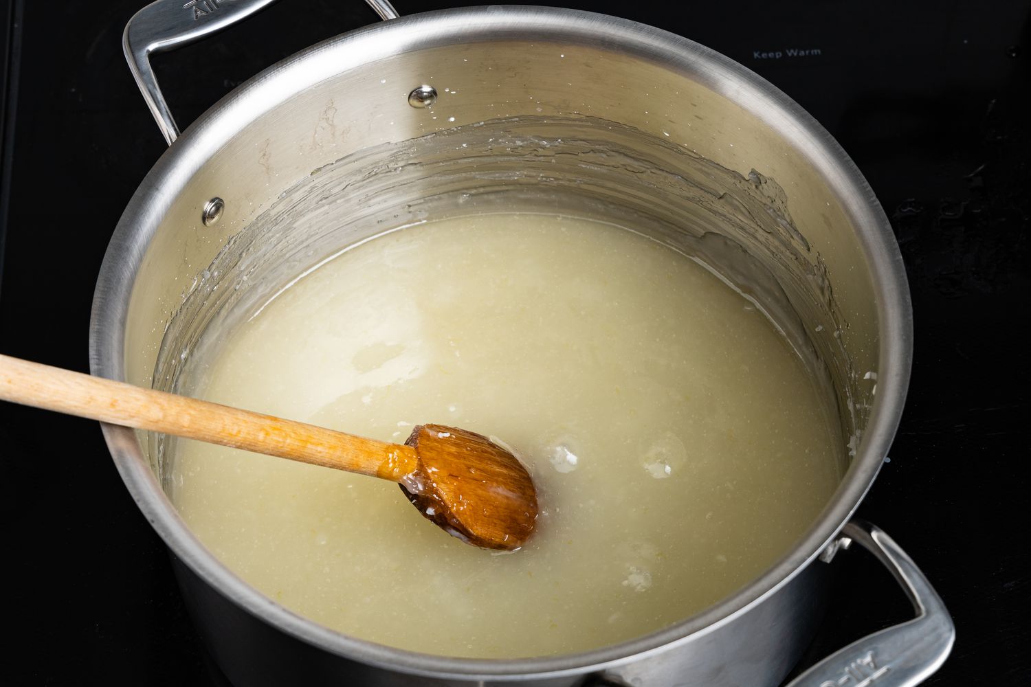 Sugar Syrup Fully Incorporated With the Cornstarch Paste for Turkish Delight Recipe
