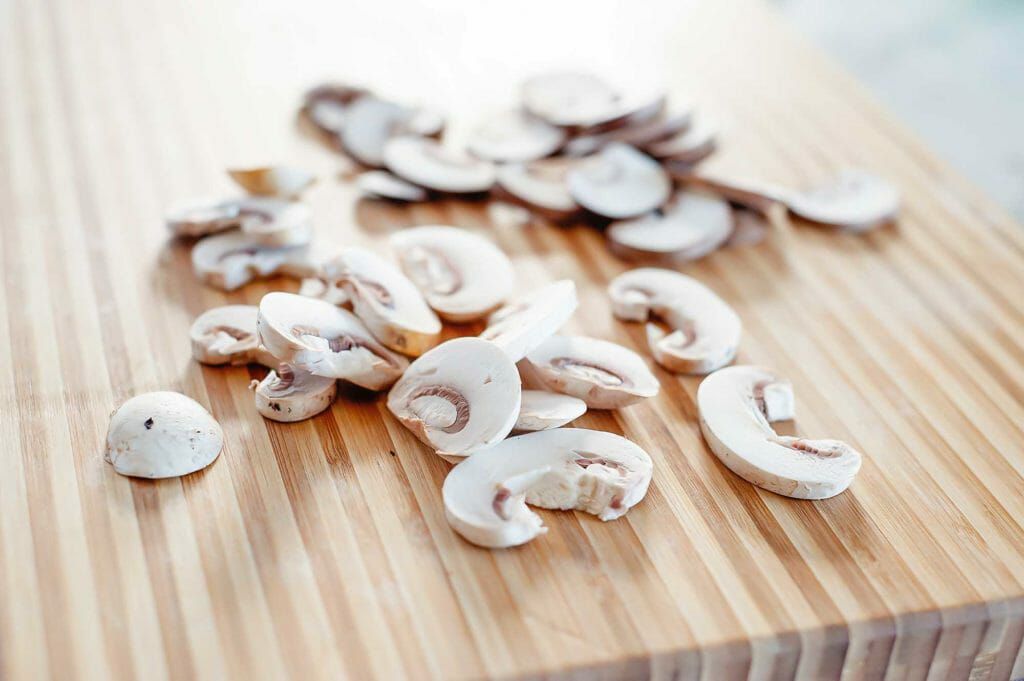 Pile of sliced mushrooms