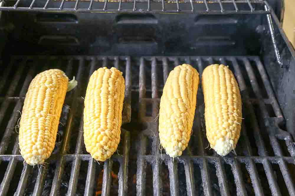 Lay the corn right on the grill for making elotes