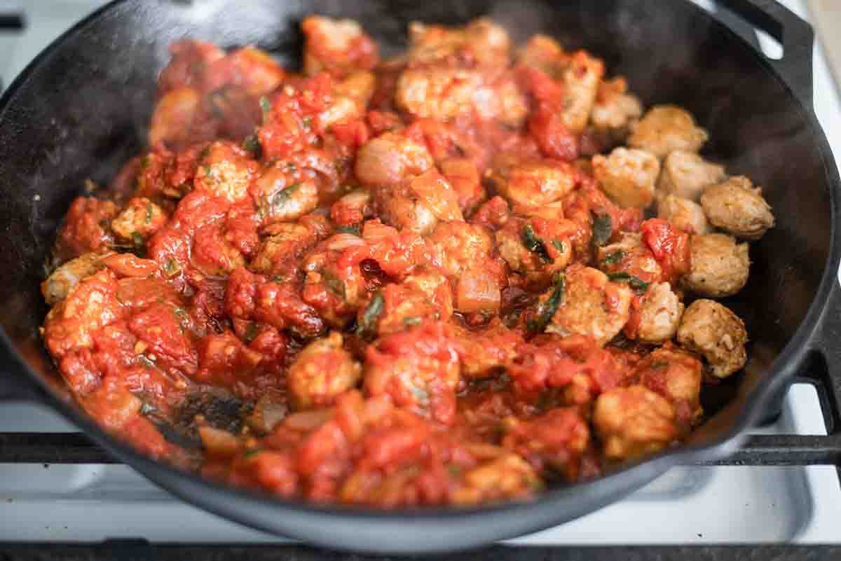 Skillet Pasta with Chicken Sausage, Cheese & Spinach