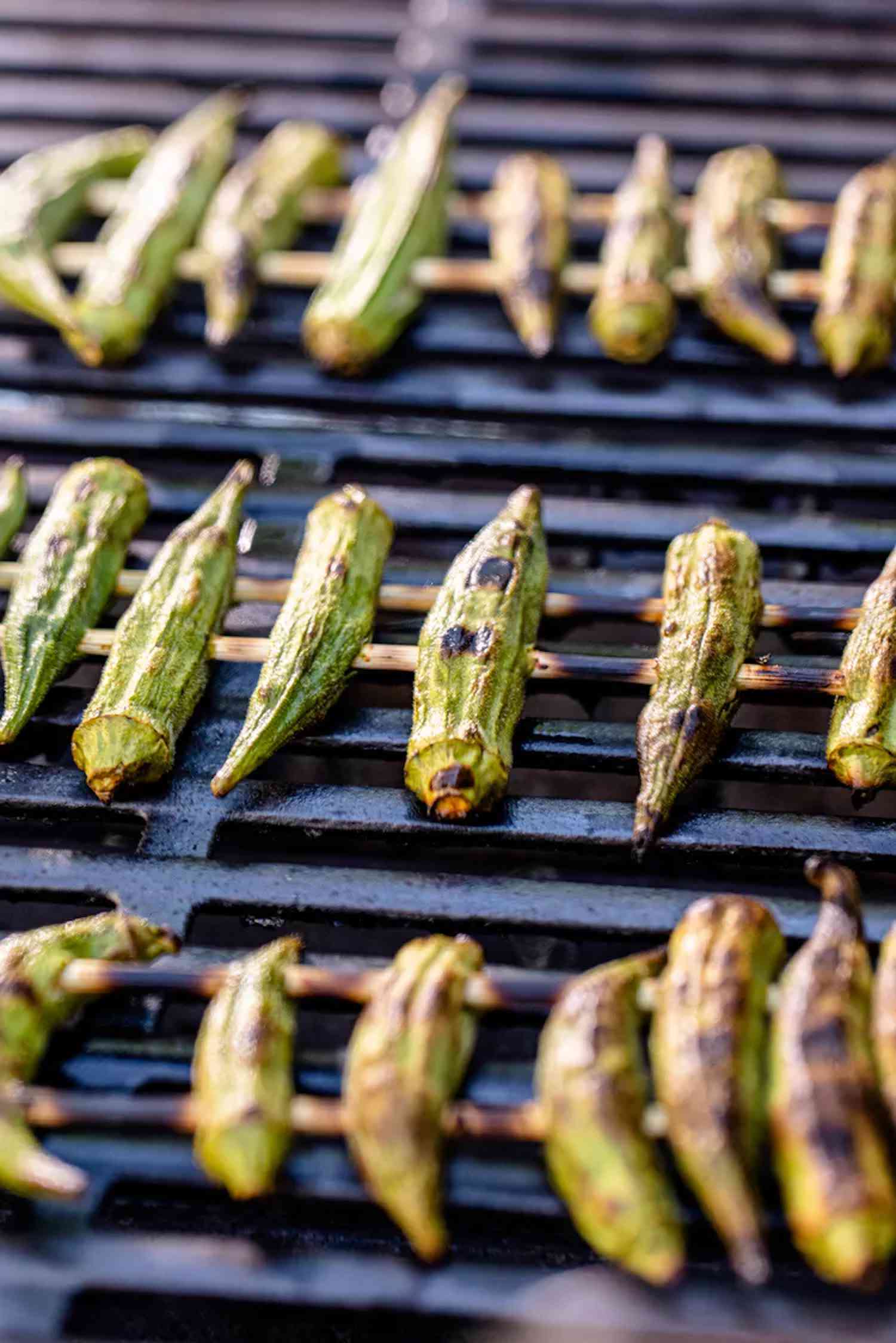 okra on a clean grill