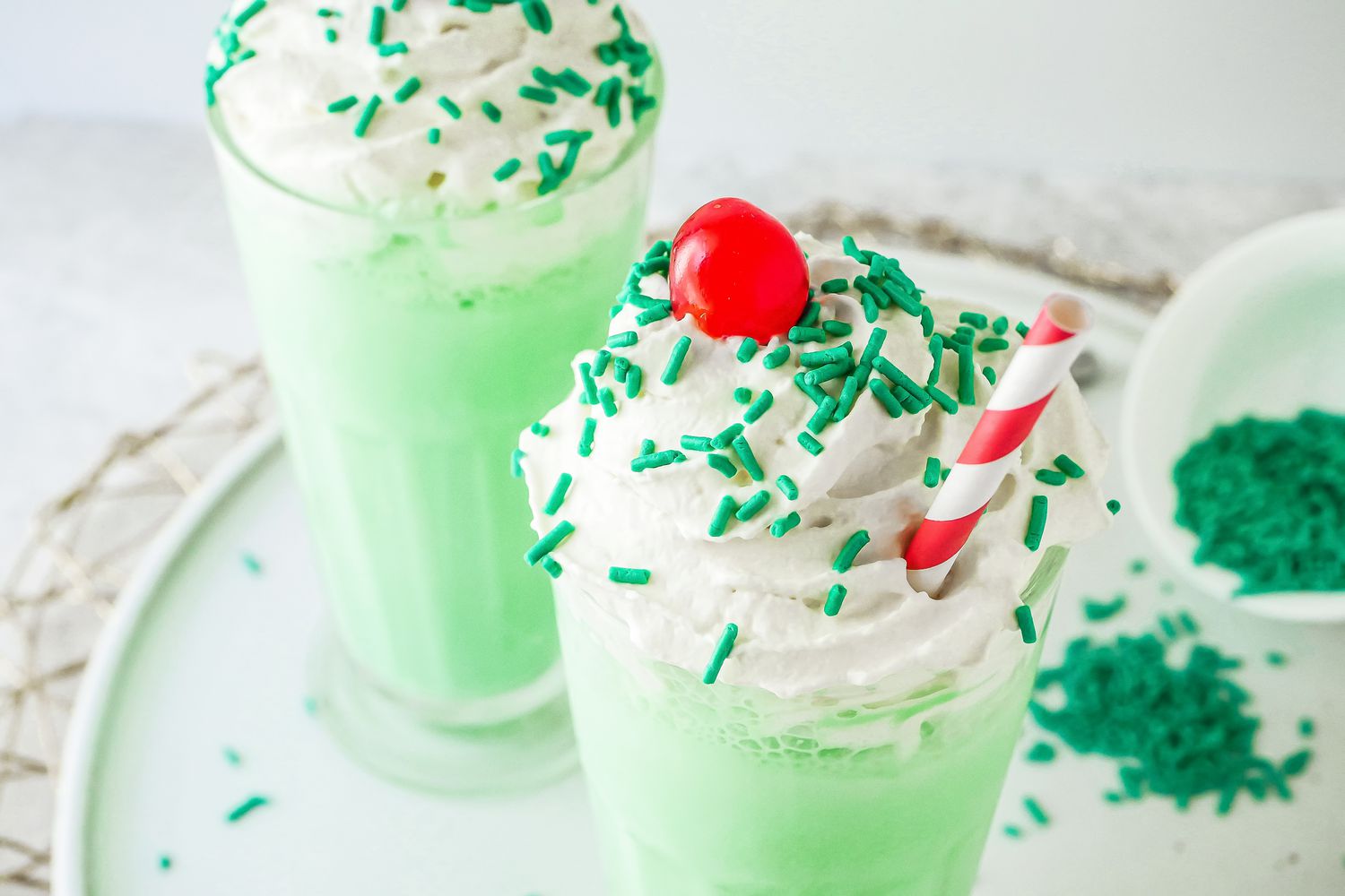 McDonald’s Shamrock Shake with green sprinkles.