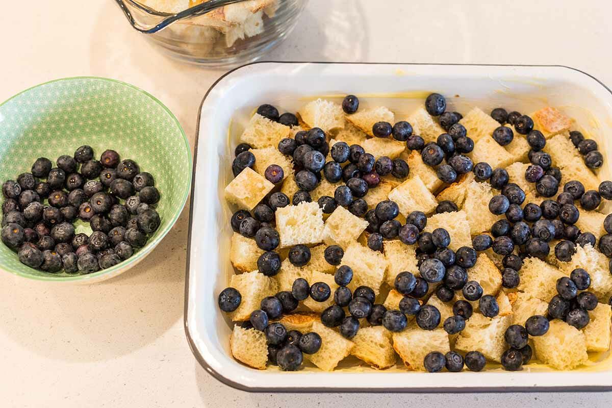 Baked French Toast with Blueberries add the blueberries