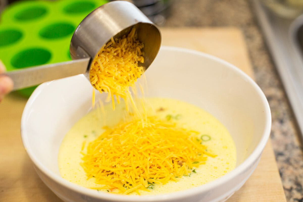 Add the cheese to the filing mixture for the Instant Pot Sous Vide Egg Bites