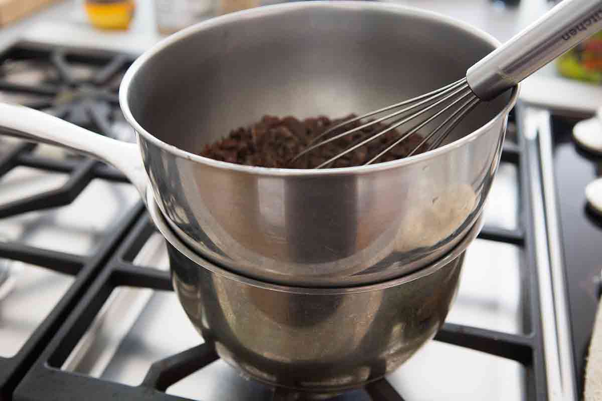 chocolate melting in a double boiler