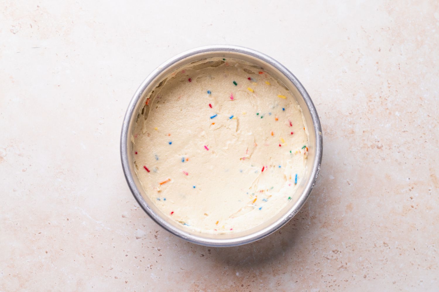 Unicorn Cake Batter in Cake Pan 