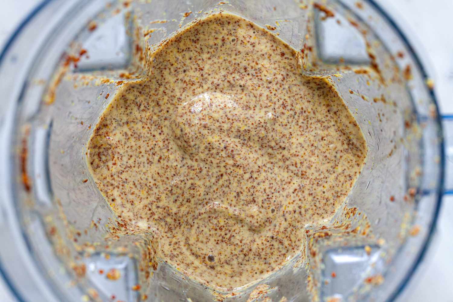 Homemade Dijon mustard in a blender.