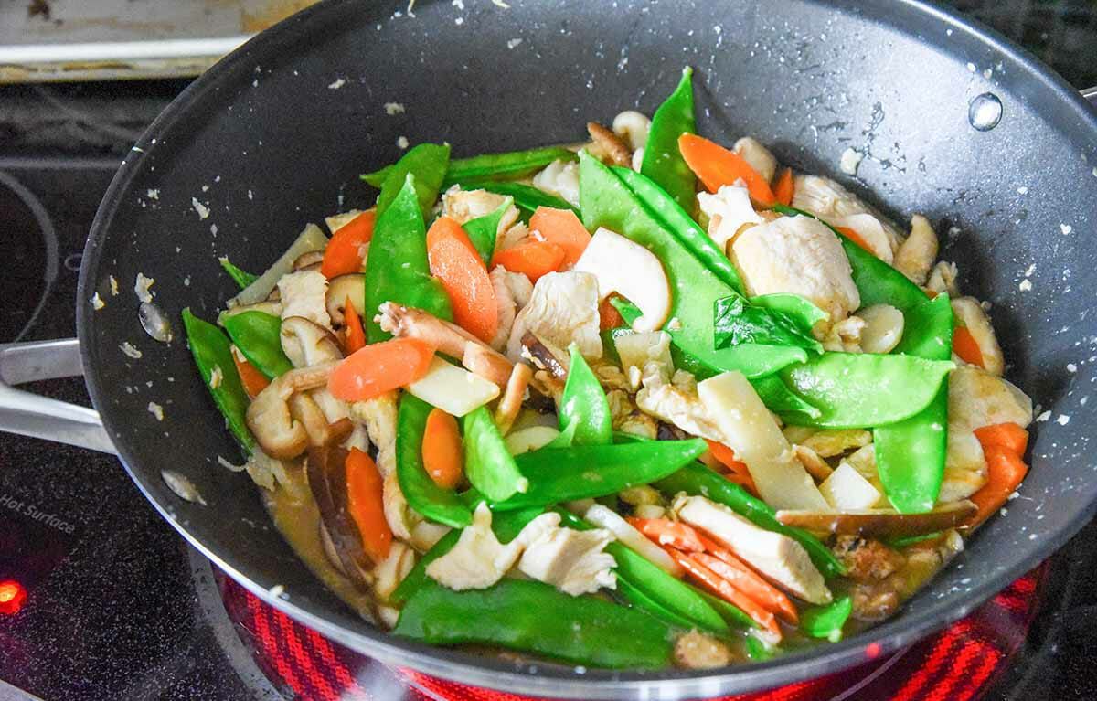 Chicken and Mushroom Stir Fry cook until sauce thickens