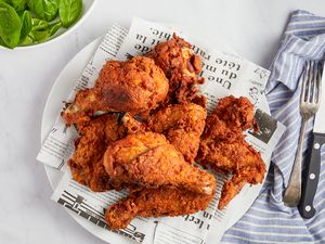 Plated piri piri fried chicken