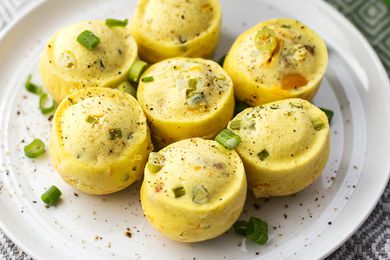 Copycat Starbucks Egg Bites made in the instant pot and served on a tray