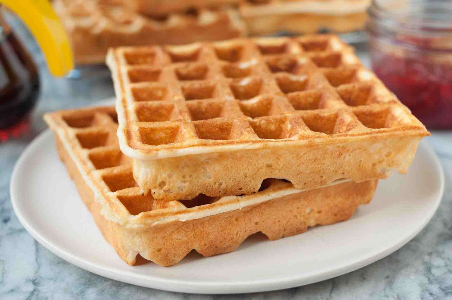 Two Crispy Waffles make from Buttermilk Waffle Recipe