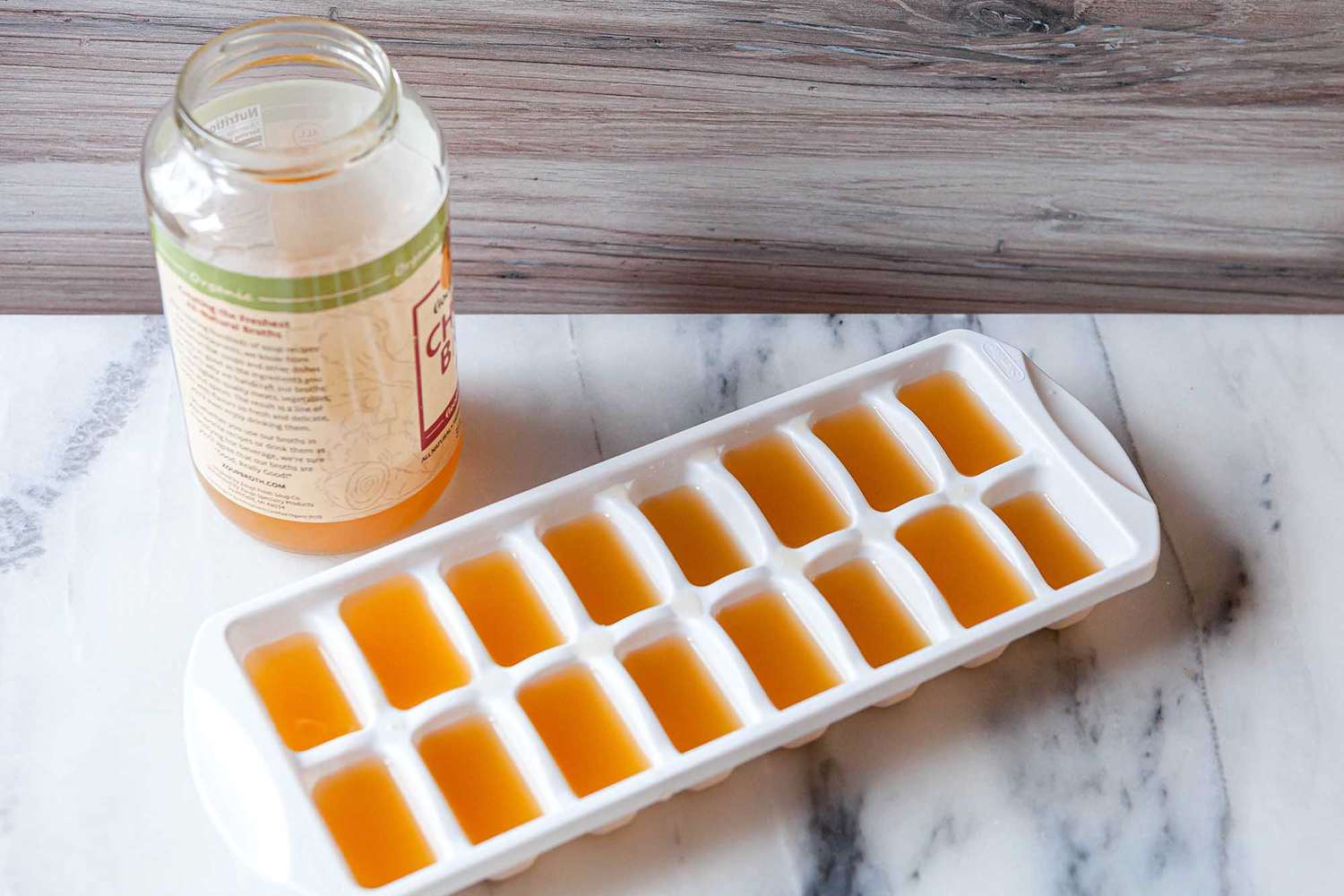 chicken stock in ice tray