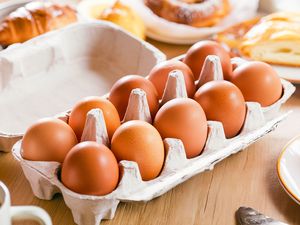 carton of large brown eggs