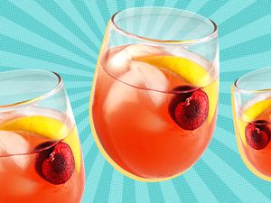 Trader Joe's summer cocktail over a colorful background