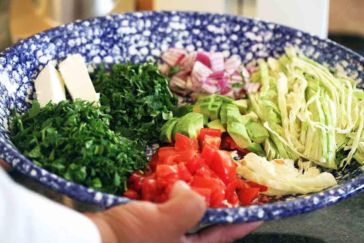 pozole garnishes in a bowl