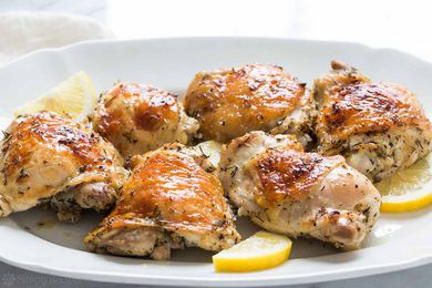 chicken on a white platter