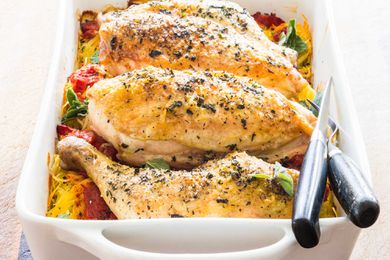 Roasted Chicken on Angel Hair