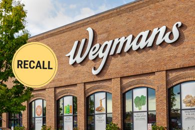 Wegmans storefront with recall sticker over it