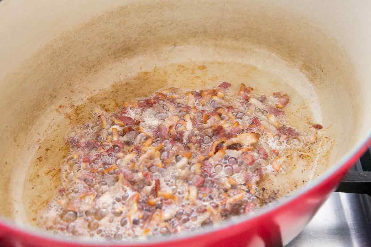 cooking bacon for baked potato soup