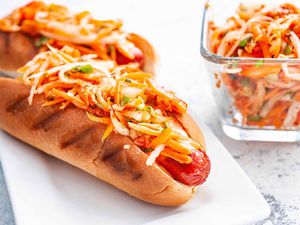 Hot Dogs with Kimchi and Gochujang