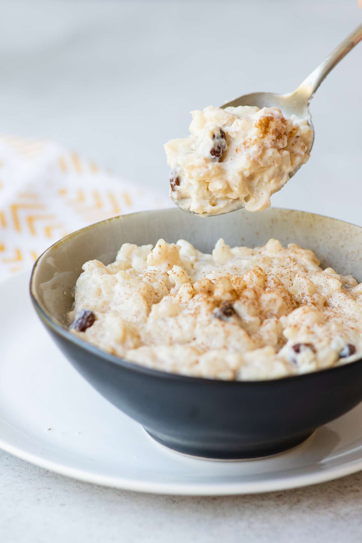 A bowl of homemade Rice Pudding 