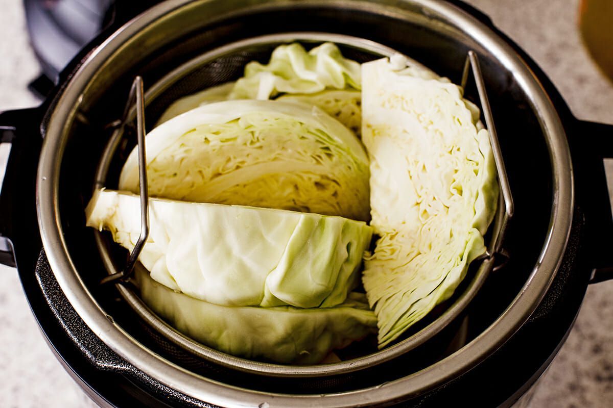 How to Cook Corned Beef and Cabbage in the Instant Pot - cabbage in an instant pot steamer basket