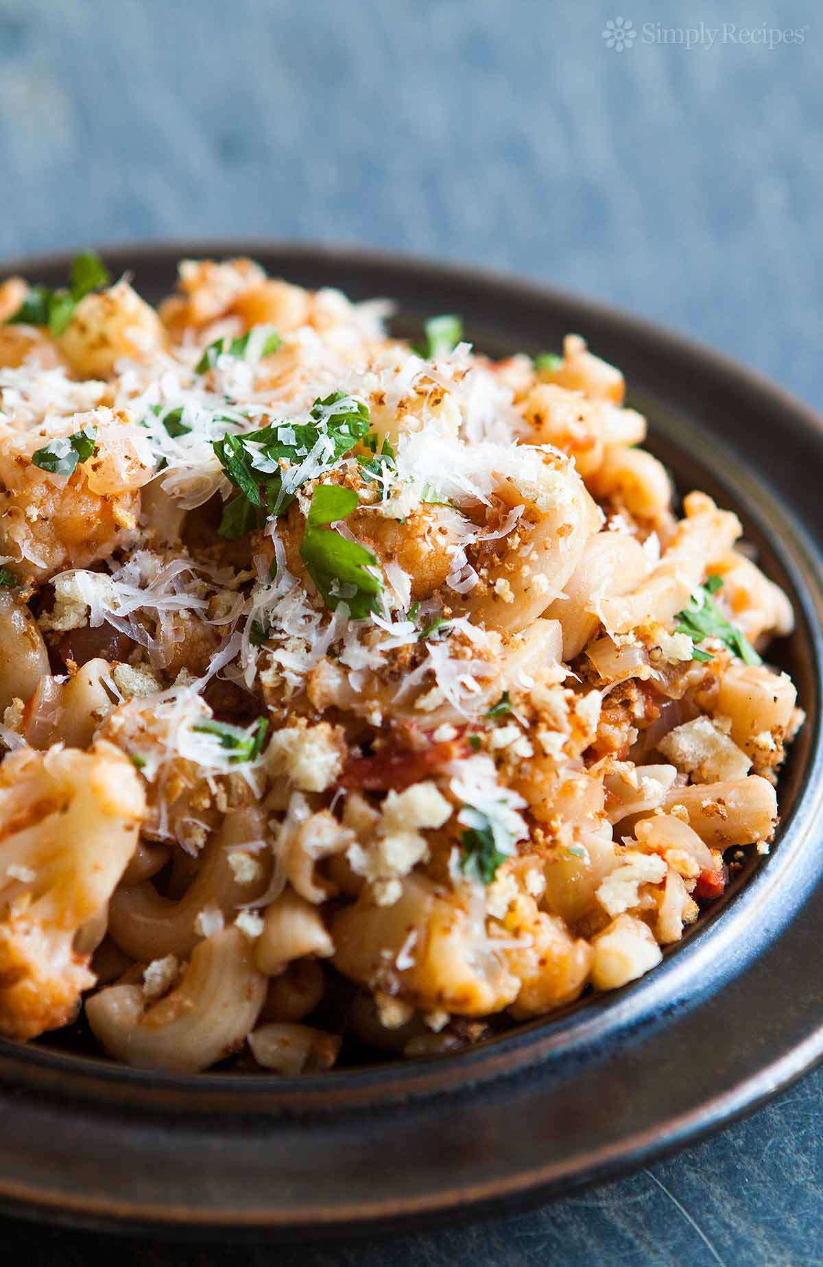 Pasta Cauliflower Tomato Parmesan