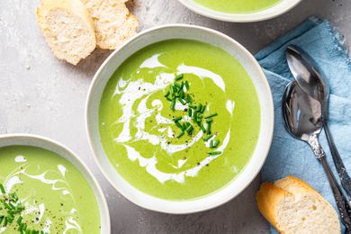 Bowls of Cream of Spinach Soup
