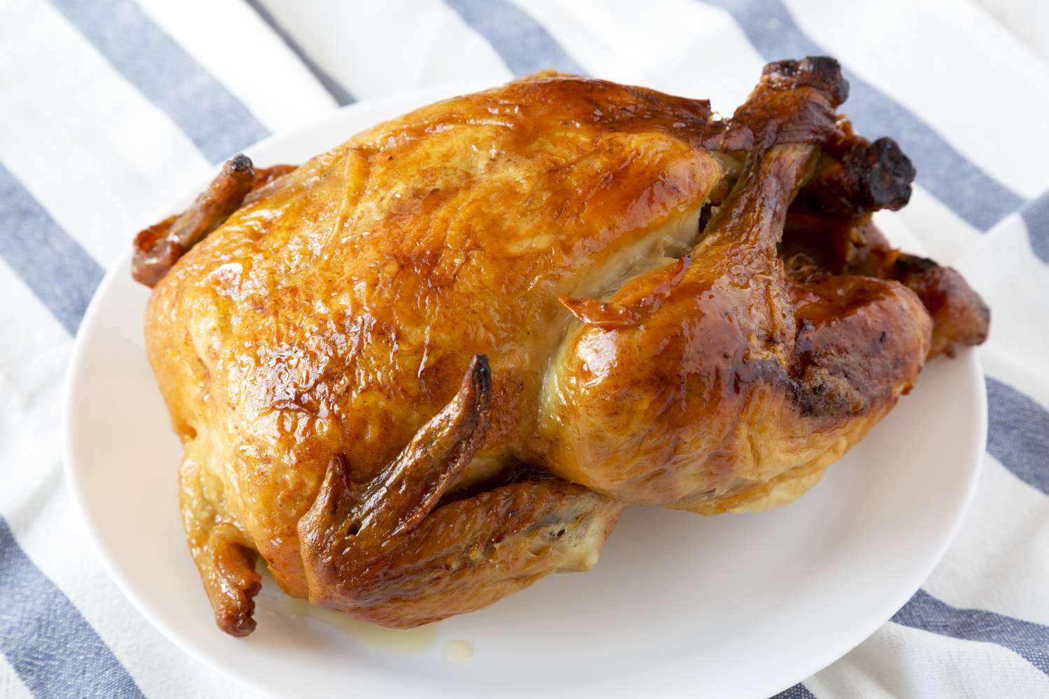 A whole roast chicken on a platter