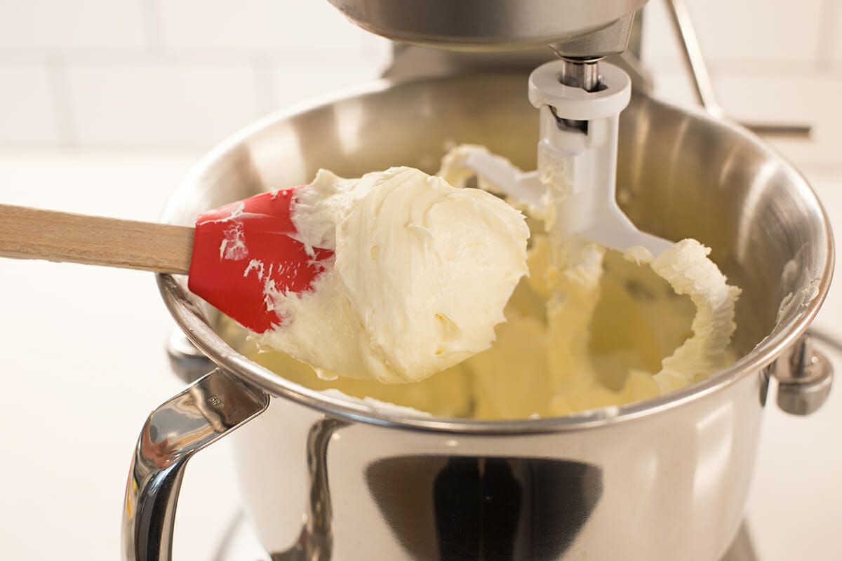 Cheesecake Recipe with Lemon - making cheesecake batter in stand mixer