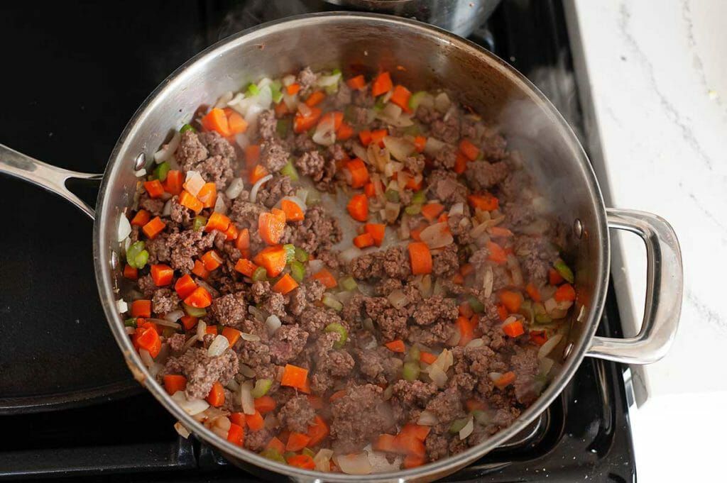 Cook lean beef on the stove for healthy shepherd's pie recipe