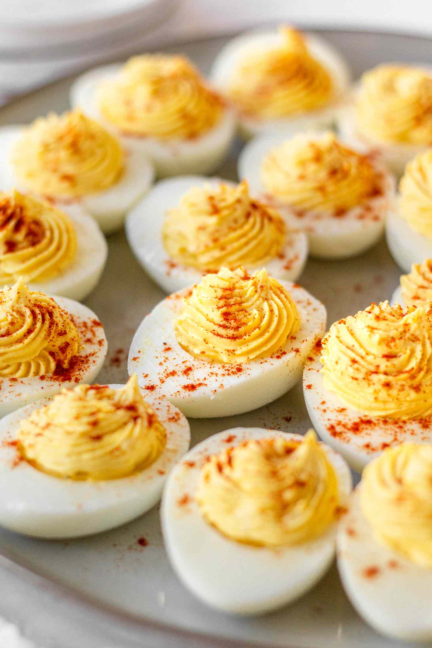Platter of Classic Deviled Eggs.