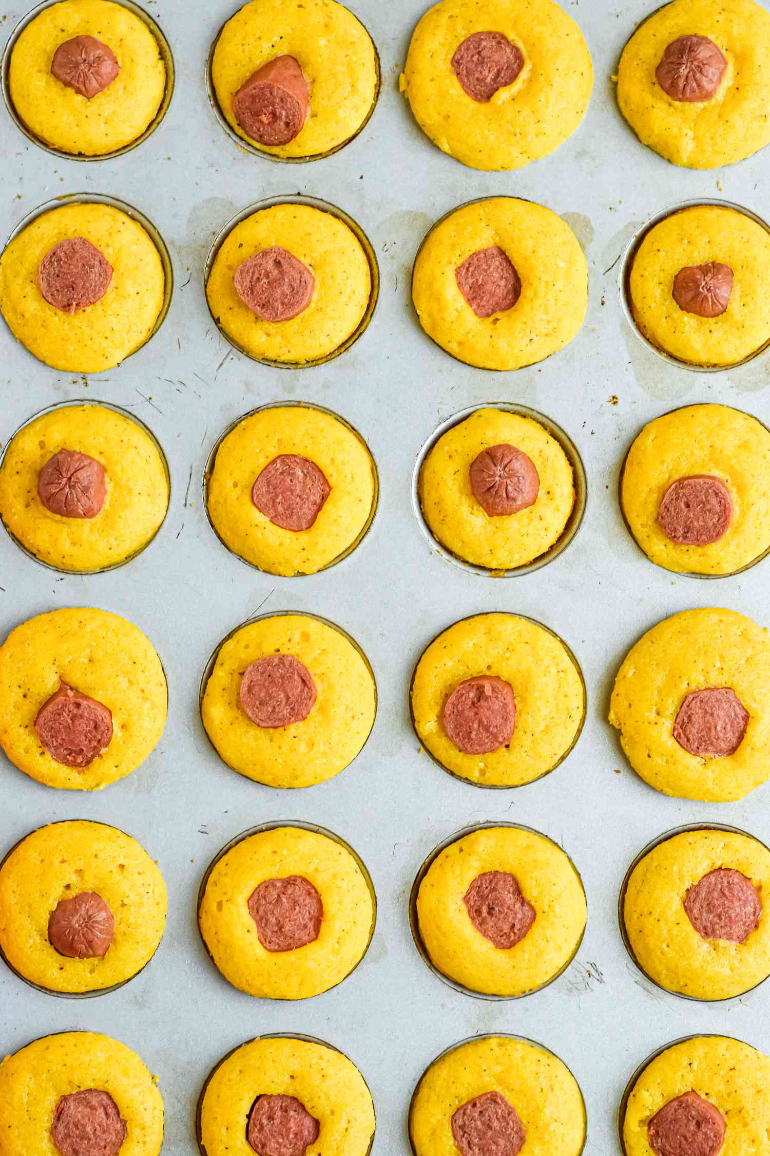 Corn Dog Muffins in a Muffin Tin