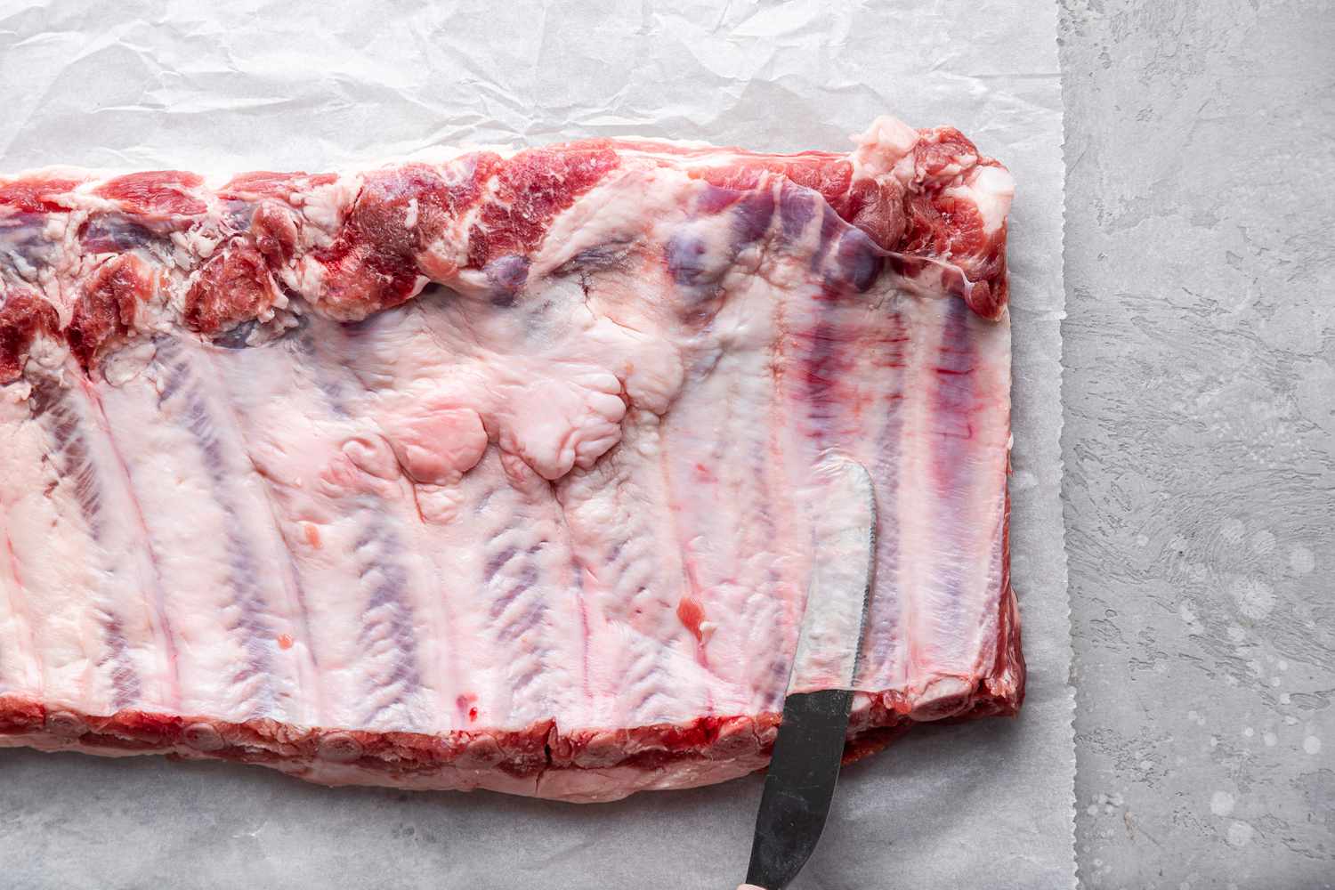 Knife Used to Remove Membrane from Memphis-Style Pork Ribs 
