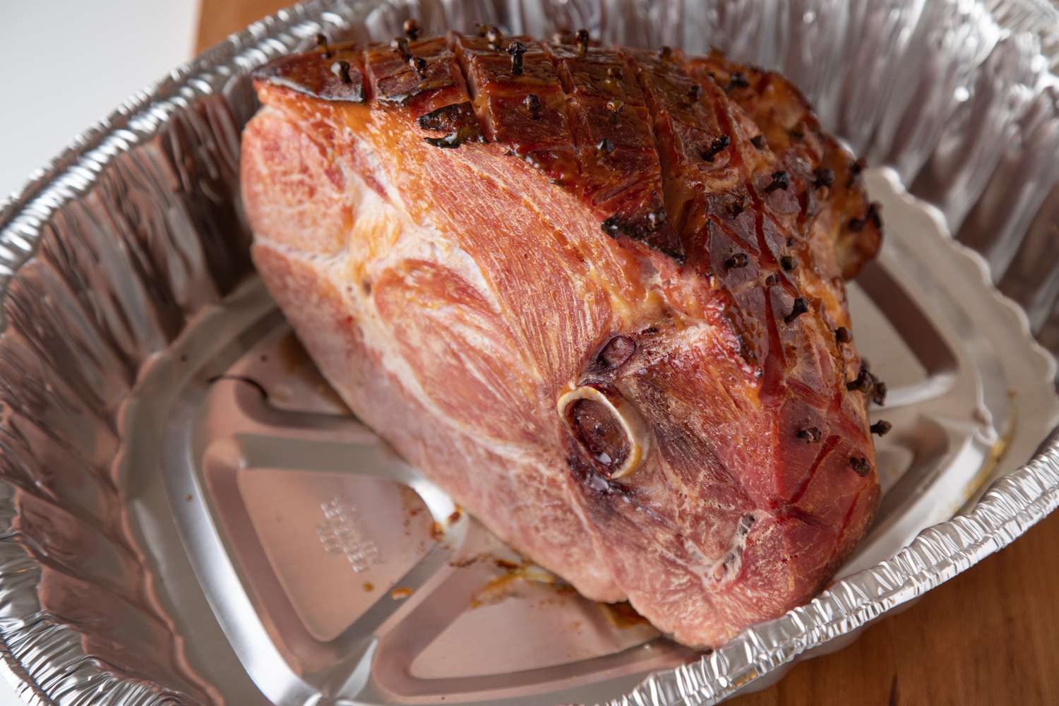 Cooking ham in oven with a glaze.