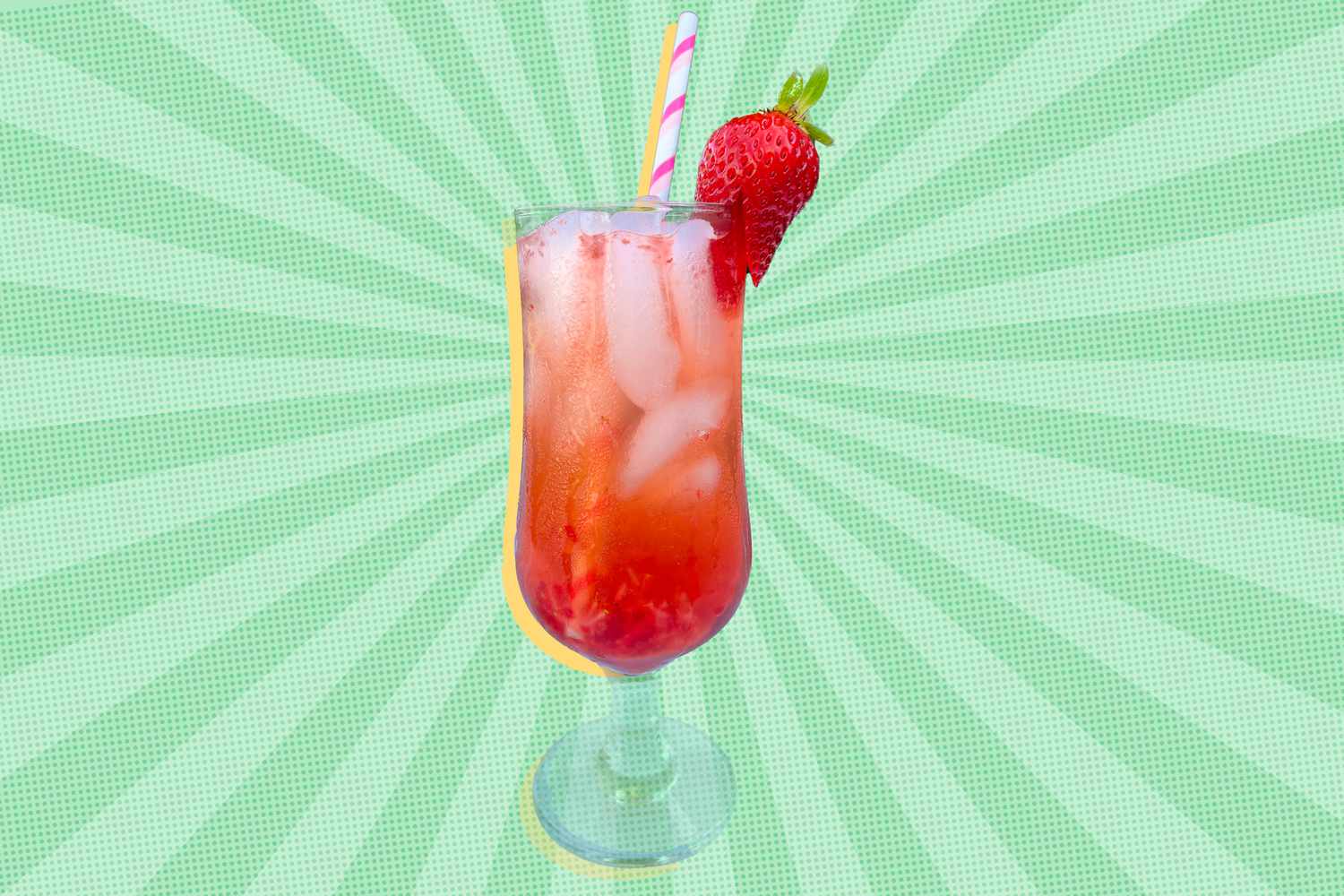 Trader Joe's cocktail image on a graphic background 
