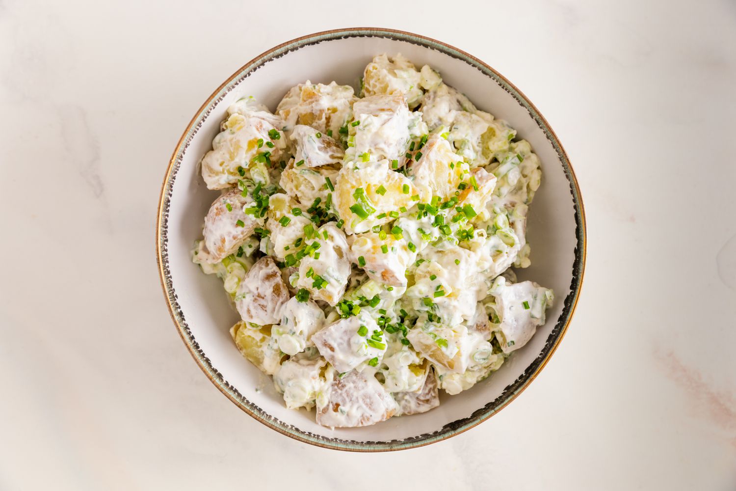 Bowl of Sour Cream & Onion Potato Salad Recipe 