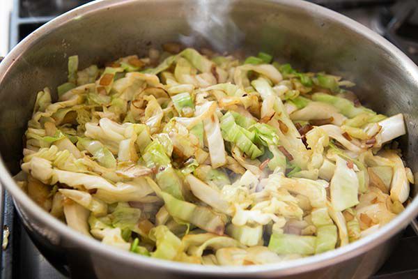 Sautéed cabbage with onions for corned beef and cabbage