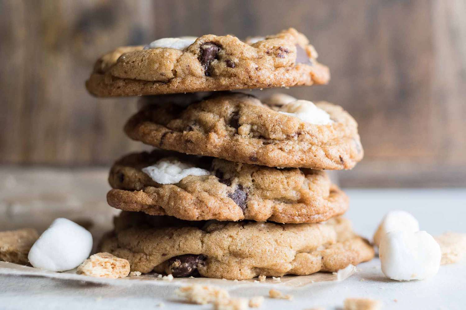 Chocolate Chip and Marshmallow S'mores Cookies